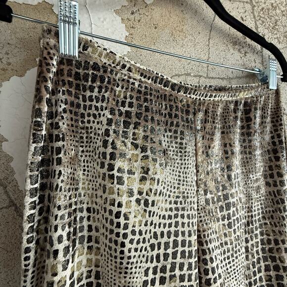 Vtg 90s Express Velvet Pants Metallic Snakeskin Print Bootcut Flare Y2K Mob Wife - Picture 4 of 6